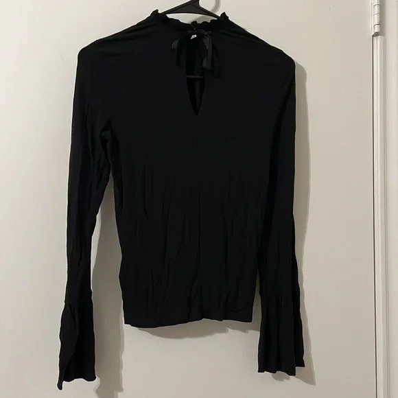 Topshop Elegant Black Long Sleeve Blouse Size 4 - Picture 2 of 9